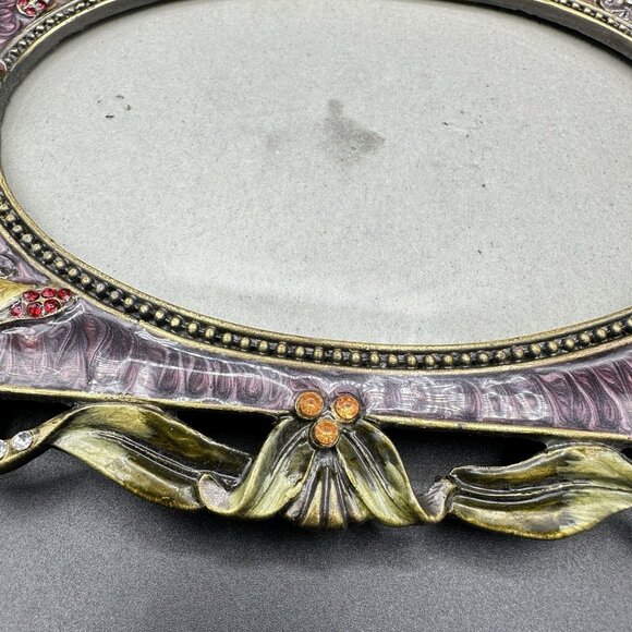 Enamel Jeweled Butterfly Flower Rhinestones Picture Frame Pier 1? Metal Purple - Picture 15 of 16